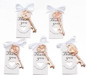 50PCS Key Bottle Openers,Vintage Key Bottle Opener,Wedding Favors or Bridal Shower Party Return Gifts Skeleton Bottle Opener with Blessing Tag Cards and Keychains (rose gold)