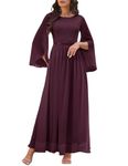 DRESSTELLS Formal Dress for Women, Long Wedding Guest Bridesmaid Mother Bride Lace Chiffon Dress, Modest Prom Gown Evening Party Maxi Dress Burgundy M