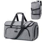 Travel Suit Carrier Bag, Convertible Travel Garment Bag, Carry on Garment Duffel Bag for Men Women - 4 in 1 Hanging Suit Business Travel Bag with Double Back Strap and Detachable Shoulder-Grey