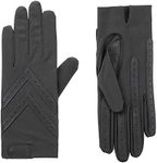 Isotoner Women's Unlined Touchscreen Leather Palm Driving Gloves, Small/Medium, Charcoal