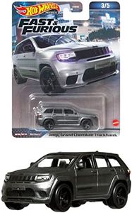 Hot Wheels FAST AND FURIOUS Die Cast Auto Modell Jeep Grand Cherokee TracHAWK Grau - Maßstab 1/64 Länge 7 cm HNW48