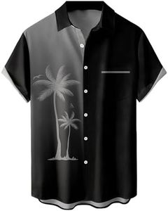 QIVICIMA Mens Bowling Shirts Hawaiian Shirt Big and Tall Retro Button Up Vintage Guayabera Camp Shirt C5 Classics 6XL