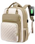 LOVEVOOK Laptop Backpack Women 17 Inch, Backpack Womens, Large Rucksack Bag for College Work Travel University, Lightweight Commuter Bag with USB Port, Ladies Backpacks,Beige Khaki