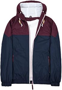 Mens Windbreakerer Jacket Water-Resistant Lightweight Hooded Wind Breaker Burgundy Navyblue size M