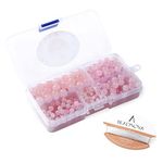 Beadnova-Lovely Rose Quartz Semi Precious Heart Stone Round Beads 4mm 6mm 8mm 10mm Various Size Mix Lot Box Set with Container Value Pack Birthstone (340 pcs Box Set)