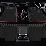 Premium 7D Car Mat Full Set for Toyota Innova Crysta (Model : 2017-2024) || Luxury Double-Stich 7D Car Floor Mat Complete Set || 100% Waterproof and Washable || Colour: Black-Silver (Design-1)