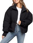 ZCSIA Women's Winter Long Sleeve Full Zipper Oversized Baggy Puffer Short Down Jacket Coat, Black, Large