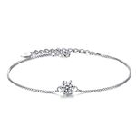 Bo&Pao Women's Cubic Zirconia Bracelet 925 Sterling Silver, 23 cm, Adjustable