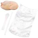Poultry Shrink Wrap Bags,50Pack Clear Poultry Heat Shrink Bags BPA Free 10x16Inches Freezer Safe with 50 Zip Ties,a Silicone Straw for Chickens,Rabbits