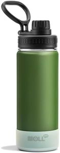 Mollcity Kids Insulated Water Bottle-18oz/530ml Stainless Steel Vacuum Wide Mouth Sports Flask with Silicone Boot-Reusable Metal Leak Proof Travel Water Bottle for Girls Boys, BPA-Free(Grass Green)