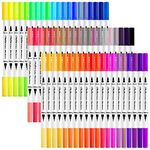 Ohuhu Art Markers 60 Colours Dual Tips Coloring Brush Fineliner Colour Pens, Water Based Marker For Calligraphy Drawing Sketching Coloring Book Bullet Journal Art, Multicolor