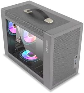 Ant Esports Box C Air Mini-Tower (MFF) Computer Case/Gaming Cabinet with Type-C and Carry Handle – Grey | Support M-ATX, ITX | Pre-Installed 1 Rear Black Fan