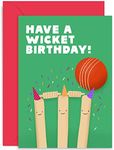 Old English Co. Fun Cricket Birthday Card For Him - Have A Wicket Birthday - Cricket Ball and Bat - Sports Birthday Card for Men | Blank Inside with Envelope