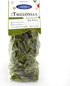 Giusto Sapore Spinach Tagliatelle Italian Egg Pasta Nest - 340g - Premium Bronze Drawn Durum Wheat Semolina Gourmet Pasta Noodles Brand - Imported from Italy and Family Owned (Spinach, 1 Pack)