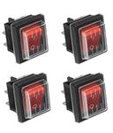 JINXIAN 4 Pcs ON-Off Rocker Switch DPS 4 Pin Red Light AC 250V 16A 125V 20A with Waterproof Cover for Electrical Products…