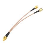 3An Telecom Coaxial Sma Splitter Cable Rp-Sma Female To Dual Sma Male V Type Sma Adapter Wifi Antenna Adapter Connector For Router, Modem (Multicolour, 50Ohm, 6 Inches)