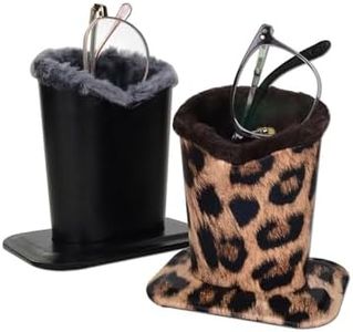 Baitaihem Pack of 2 Plush Lined Eyeglasses Holder Stand Protective Glasses Case For Desks Or Nightstands（Color BL）