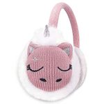 Gifts Treat Girls Ear Muffs Knit Earmuffs Unicorn Winter Warm Soft Adjustable Ear Warmer for Girls, Pink Unicorn, M