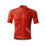 Santic Cycling Jersey Men's Short Sleeve Bike Shirts Full Zip Bicycle Jacket with Pockets Ourdoor Sports Top Clothing Red XXL