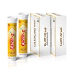 Glutone 1000 & Escor-Z Combo Pack| Setria L-Glutathione, Vitamin C Effervescent Tablets| Healthy Skin| Pack of 15 (2) + 20 (2) Tablets (Orange Flavour)