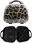 Lucazzi Hard Shell Travel Cosmetic Case, 12 Inch Hardshell Suitcase Mini Toiletry Bag, Luggage Beauty Case with Strap - Leopard