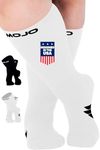 Mojo Compression Socks - White Athletic Crew Length (15-20mmHg) for Medium Support - 2X-Large Size for Wide Calf and Lymphedema Relief - 1 Pair