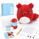 CrochetBox Crochet Kit for Beginners - Red Fox Crochet Kit, All You Need in, Step-by-Step Video Tutorial, Surprise Gift for Adults, Teens.