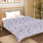 LINENWALAS Luxury Reversible Cotton Dohar for Sofa Couch | 300 TC | 3-Layered AC Blanket with 250 GSM Cotton Filling | Ultra-Soft, Lightweight | Summer Throw Blanket (50x60 Inches, Haze of Lavender)