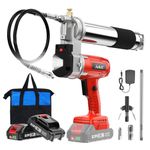 Avhrit Power Grease Gun, [with Super Bright LED Light] Grease Gun Battery Powered High Efficient 10000PSI Electric Grease Gun with 2 Batteries and Charger, 39.4” Long Hose and Quick Release Coupler