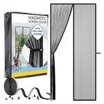 UPGRADED Magnetic Mosquito Net for Door Screen Door Mesh- with STRAP Door Nets Size 38 x 82 inch Fiberglass Door Screen Magnetic Full Frame Hook&Loop, Self Sealing, Pet and Kid Friendly