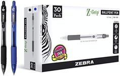 Zebra Pen Z-Grip Retractable Ballpoint Pen, Fine Point, 0.7mm, Black/Blue Ink, 30-Pack, Assorted, 25330