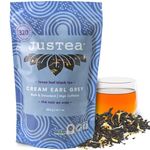 JusTea CREAM EARL GREY | Loose Leaf Black Tea | Recyclable Refill Pouch | 160+ Cups (360g) | High Caffeine | Award-Winning | Fair Trade | Non-GMO