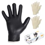 Flehomo BBQ Gloves Kit with 2 Pairs of Reusable Heat Resistant Grilling Gloves Liner and 100 Pieces Disposable Nitrile Gloves for Outdoor Cooking and Barbecue, Black, X-Large