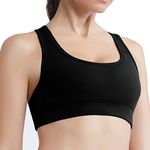 Oalka Women's Racerback Sports Fitness Support Workout Running Bras, Black, Large