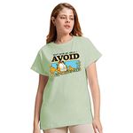 Bewakoof X Official Garfield Merchandise Women's Avoiding Responsibilities Graphic Print 100% Cotton T-Shirt - Boyfriend Fit, Round Neck, Half Sleeves