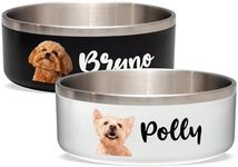 Personalized Pet Bowl with Name, Custom Non-Slip Stainless Steel Dog & Cat Food and Water Feeding Bowl, Gift for Animal Moms (Pet Photo)