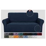 JIVINER Stretch Pet Couch Covers 3 Seater Sofa Covers 1-Piece Jacquard Sofa Slip Covers 3 Seats Washable Thick Couch Covers Furniture Protector with Elastic Bands (Sofa, Navy Blue)