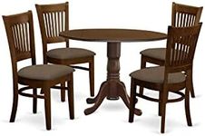 East West Furniture DLVA5-ESP-C 5 Piece Set Dublin Dinette Table With Two Drop Leaf 9 And Four Cushioned Seat Kitchen Chairs In Espresso