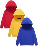 GFQLONG 3 Pack Toddler Lightweight Hoodie Sweatshirt, Kids Boys Girls Sports Long Sleeve Pullover Tops, Red+ Yellow+ Blue 5T-6T