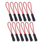 12pcs Zipper Pull Zip Tags Cord Pulls Zipper Extension with Ergonomically Designed Rubber Non-slip Gripper,Extension Zip Slider Replacement for Backpacks,TentsTrolley cases,Traveling cases,Jackets