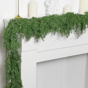6 Ft Christmas Norfolk Pine Garland- Dense Pine Realistic Touch Garland Ornament- Greenery Artificial Pine Cypress Garland for Christmas Holiday Mantle Fireplace Table Home Decor