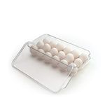 Totally Kitchen Plastic Egg Holder | BPA Free Fridge Organizer with Lid & Handles | Refrigerator Storage Container | 18 Egg Tray, Clear