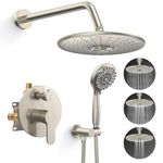 SR SUN RISE Shower Faucet - 3 Function High Pressure 10 Inch Shower Head System- 6 Setting Handheld Shower Head Fixtures- Valve Included - Brushed Nickel