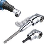 JIZZU 2Pcs 105° 1/4 Inch Right Angle Drill Adapter with Hex Shank Screwdriver Angled Drill Extension Bit Holder for Power Drill Tool, Right Angle Screwdriver Attachment with Magnetic Bit Holder