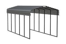 Arrow Shed 10' x 24' x 9' Galvanized Steel Multi-Purpose Shade and Shelter Carport, Charcoal Finish