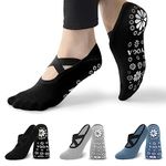 RainFlowwer Women's Yoga Socks, Pilates Socks Non-slip Breathable Elastic Dance Training Socks Combed Cotton Plus Size UK 4-8