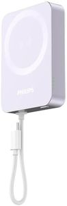 Philips Magnetic Battery Pack Powerbank 10000mAh Power Bank Aluminimun with C Cable, PD 20W, 15W Wireless, Charger Compatible with Magsafe iPhone 16/15/14/13 Pro/Max/12 (Pink, 10000mAh)