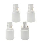 E-Simpo 4pcs Gx23 to E26/E27 Lamp Base Holder Socket Adapter, Refinded Gx23 to E26/e27 Bulb Base Converter CFL PL-S PL-C Bulb Holder Conversion Double Tab.2P in Parallel (4-Pack)