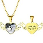 PROSTEEL Photo Engraved Necklace Sisters Necklace Gold Plated Personalized Heart Pendant Custom Photo Necklace