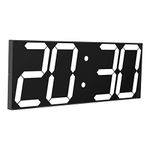 CHKOSDA Digital Wall Clock, Large Wall Clock with 6" Number, Led Wall Clock with Countdown Timer, Calendar, Thermometer, 12/24H, Adjustable Brightness, Wall Mount/On Desktop, Corded Power(White)